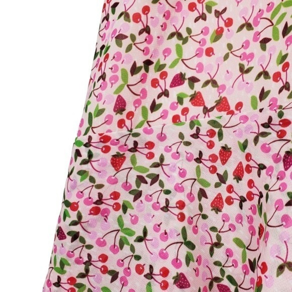 Eloquii Womens Pink Red Strawberry Cherry Print Side Slit Midi Skirt Size 20 - Picture 4 of 5